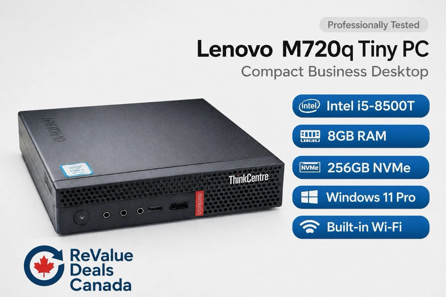 Lenovo M720q i5-8500T 8GB 256GB NVMe WiFi Win11 Pro Mini PC
