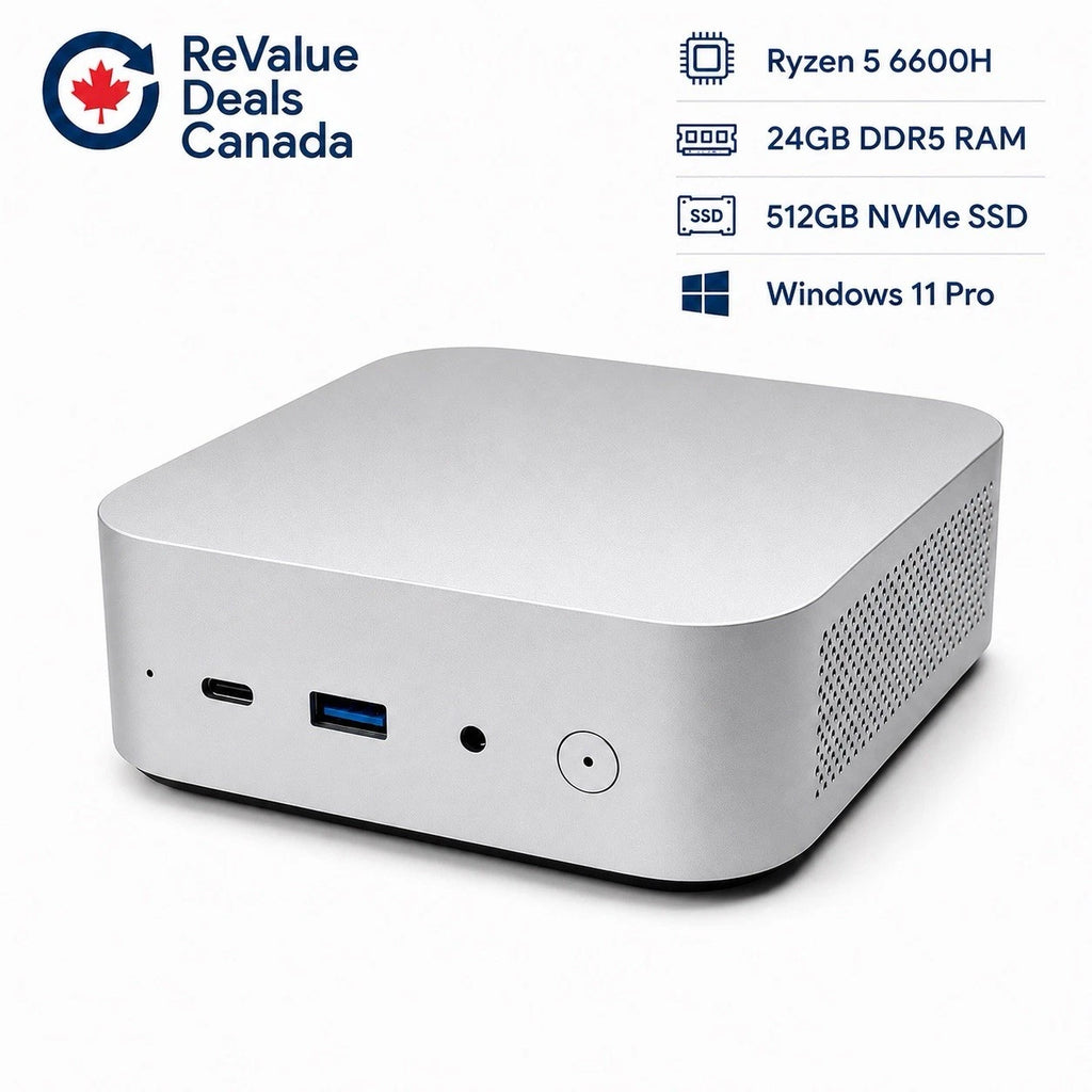 Mini PC AMD Ryzen 5 6600H 24GB DDR5 512GB NVMe SSD Windows 11 Pro Desktop
