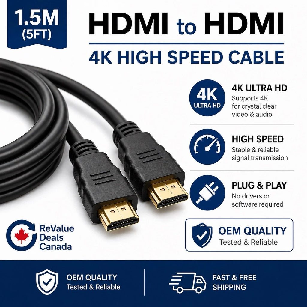 HDMI Cable 1.5M 5FT 4K High Speed for TV PS5 Xbox Monitor Laptop