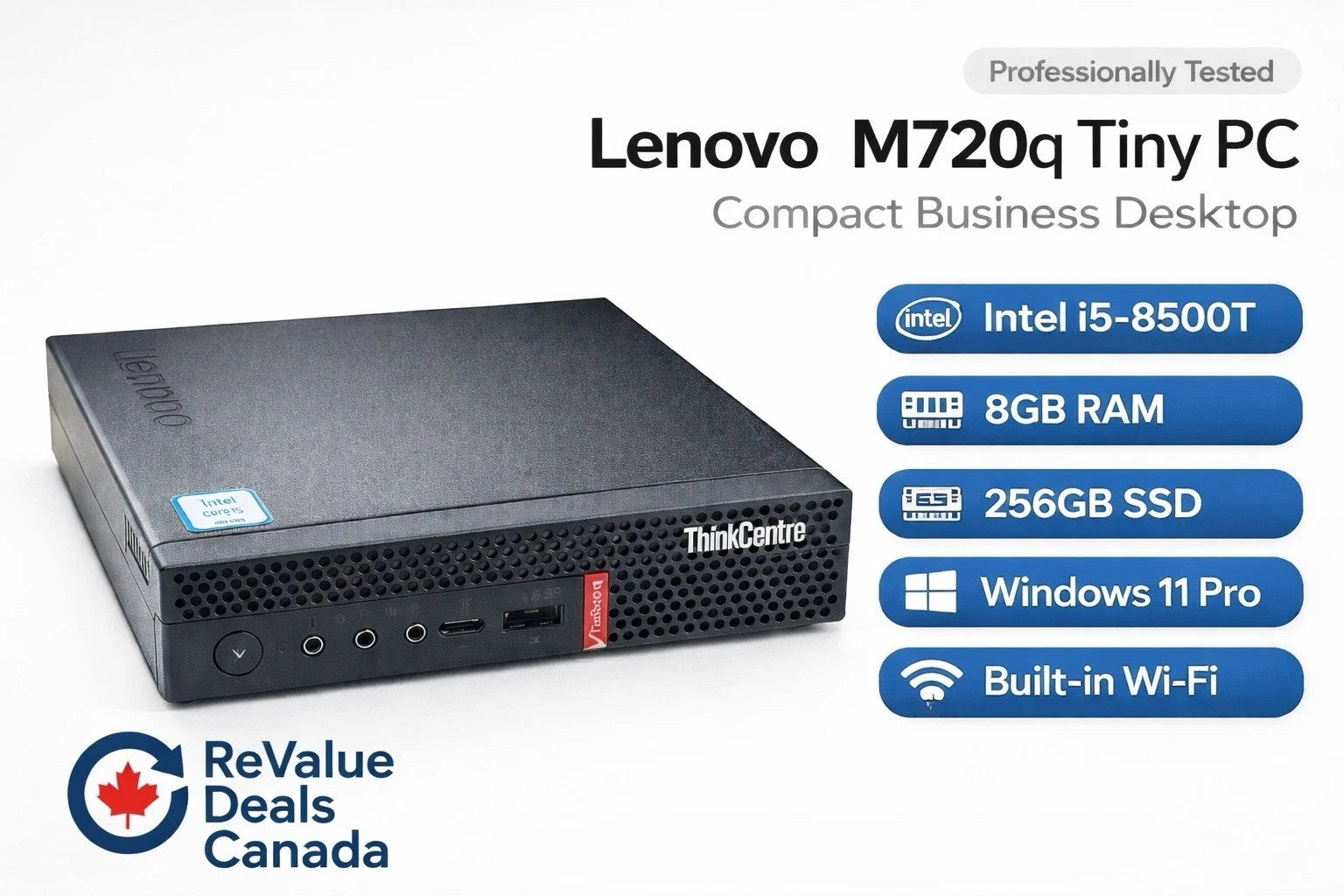 Lenovo M720q Tiny PC i5-8500T 8GB RAM 256GB SSD WiFi Win11 Pro
