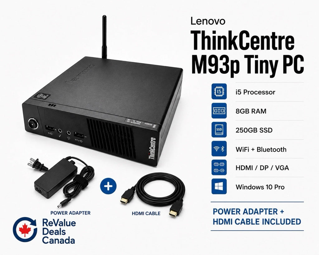 Lenovo ThinkCentre M93p Tiny PC i5 8GB RAM 250GB SSD WiFi HDMI Cable