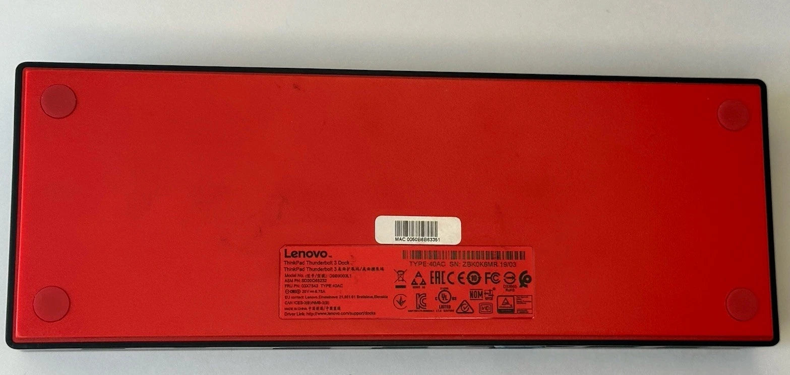 Lenovo ThinkPad Thunderbolt 3 Dock 40AC w/ 135W Adapter Tested Working