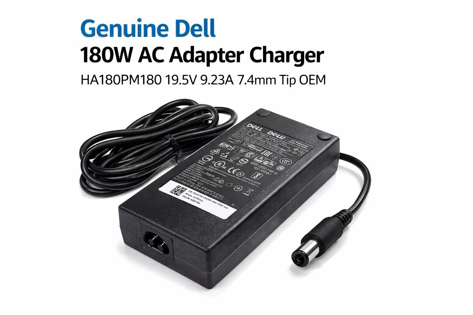 Genuine Dell 180W AC Adapter HA180PM180 19.5V 9.23A 7.4mm OEM Charger