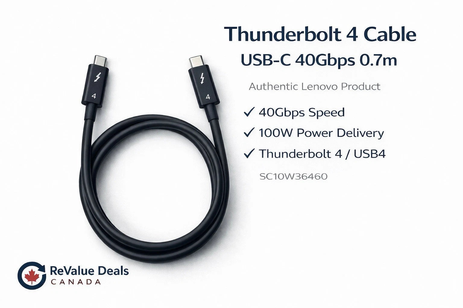 Lenovo Thunderbolt 4 Cable 0.7m USB-C 40Gbps SC10W36460 OEM