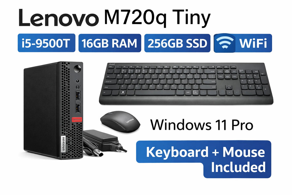 Lenovo M720q Tiny i5-9500T 16GB 256GB SSD Win11 Pro WiFi KB+Mouse 3M Warranty